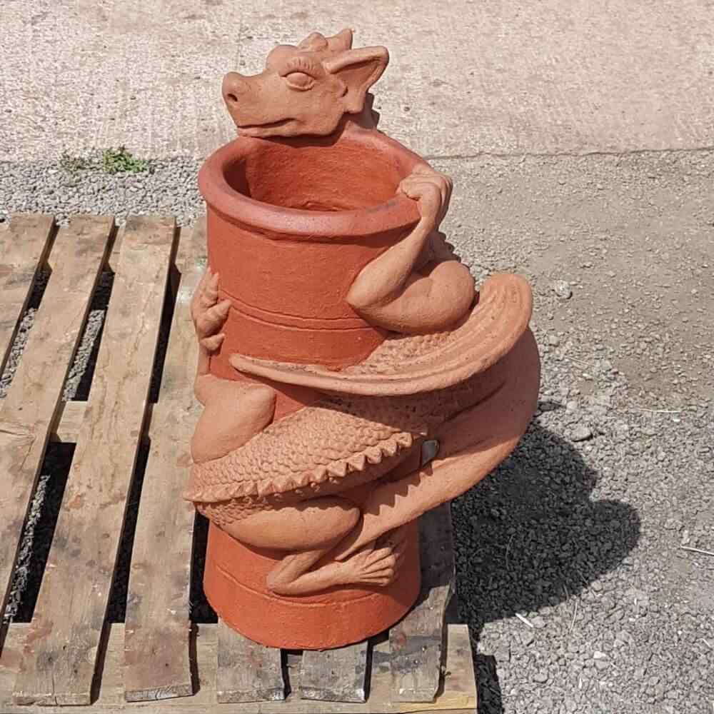 two tone terracotta chimney pot dragon